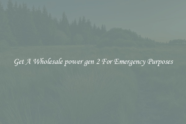 Get A Wholesale power gen 2 For Emergency Purposes