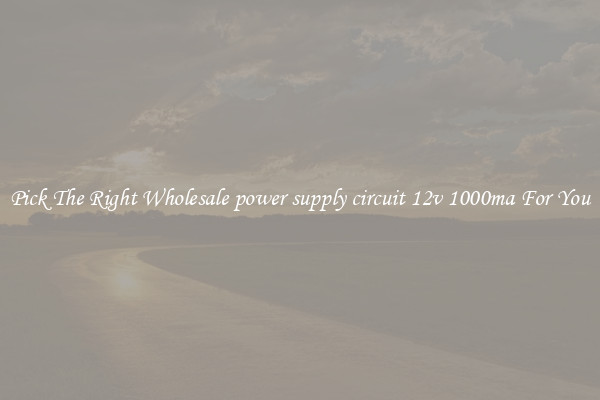 Pick The Right Wholesale power supply circuit 12v 1000ma For You