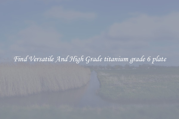 Find Versatile And High Grade titanium grade 6 plate