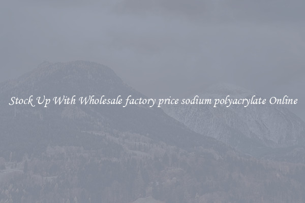 Stock Up With Wholesale factory price sodium polyacrylate Online
